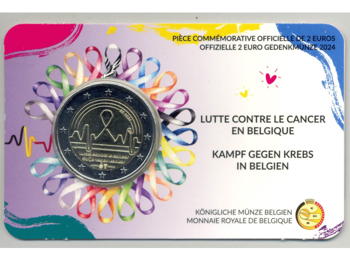 BELGIQUE 2024 2 EURO LUTTE CONTRE LE CANCER COINCARD VERSION FRANCAISE