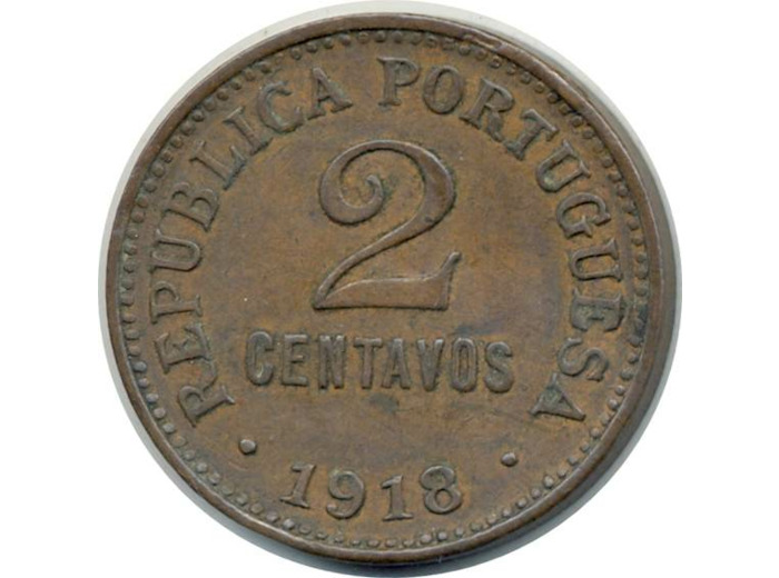 PORTUGAL 2 CENTAVOS 1918 TTB (W568)