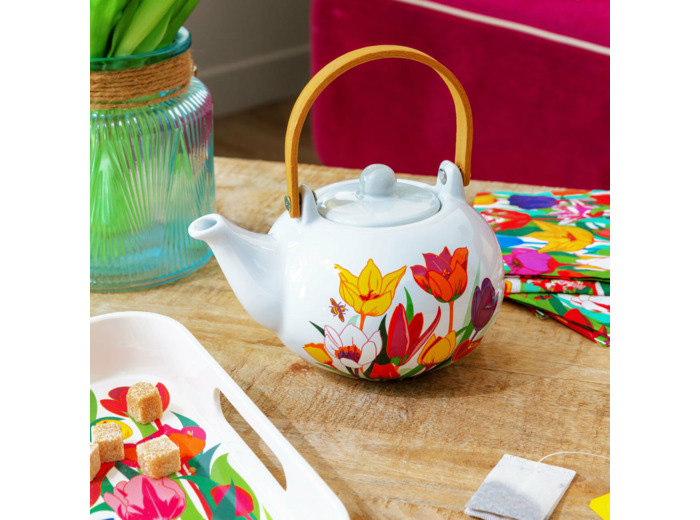 THEIERE EN GRÈ TULIPES