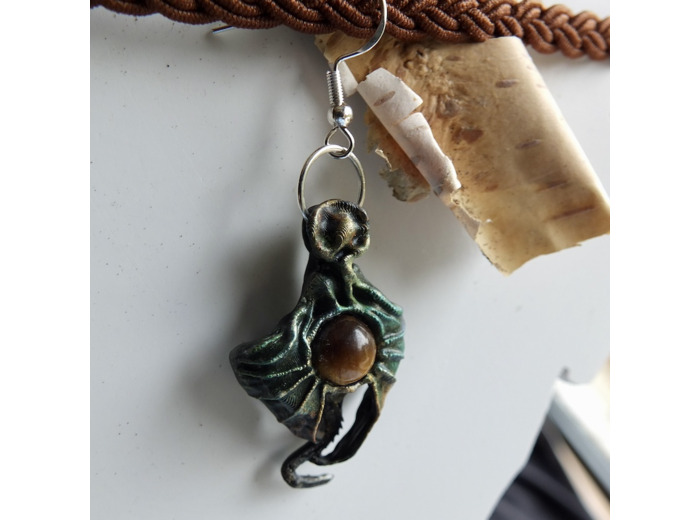 Boucles d'oreilles "Dragonnière" pierre naturelle Oeil de tigre