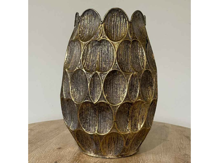 Vase en Métal La Danse des Pétales Doré et Gris 19x37cm