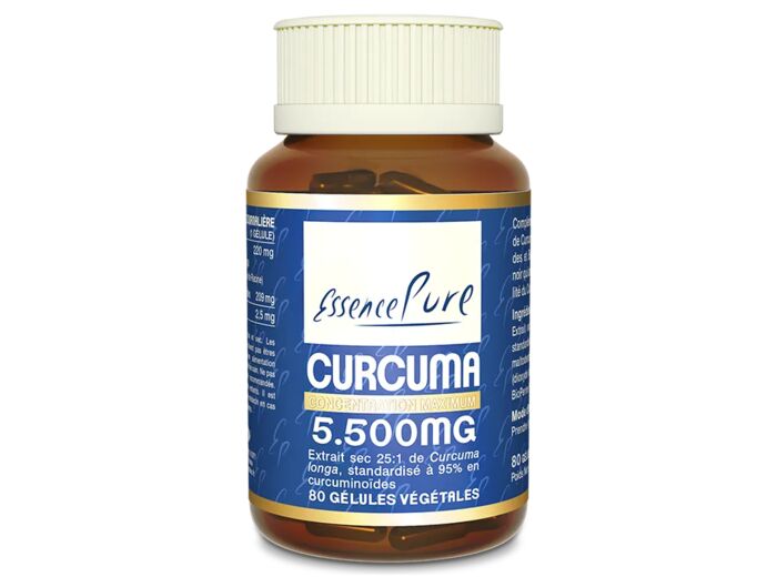 Curcuma 5.500 mg-80 gélules végétales-Essence Pure