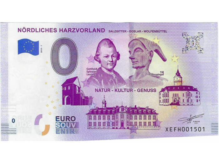ALLEMAGNE 2019-1 NORDLICHES HARZVORLAND BILLET SOUVENIR 0 EURO TOURISTIQUE  NEUF