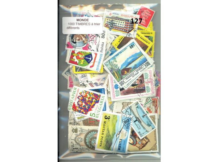 1000 TIMBRES DU MONDE DIFFERENTS A TRIER  *127