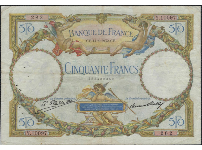FRANCE 50 FRANCS L.O. MERSON 14-4-1932 Y.10097 TB+