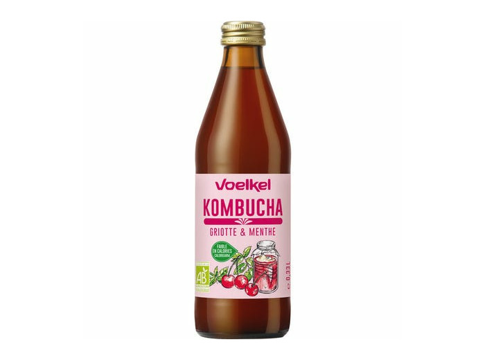 Kombucha Bio Griotte Menthe-33cl-Voelkel