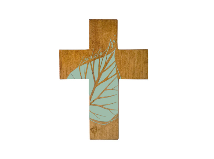 Croix Laudato Si kaki 11x8cm