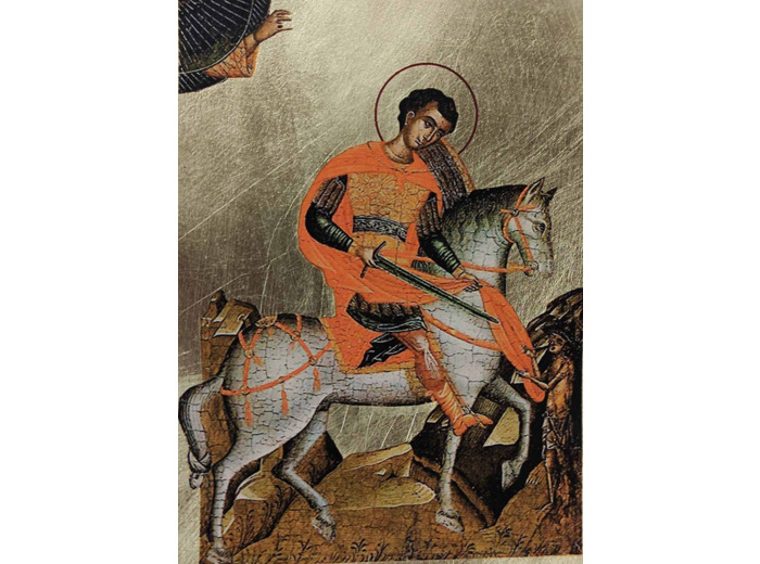 Icône dorée plate 9,5*15cm - ST MARTIN à CHEVAL