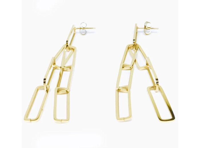 Boucles d'Oreilles Pendantes Mailles Rectangle