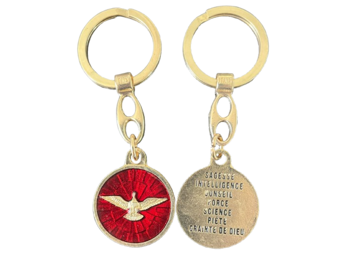 Porte-Clefs Emaillé en Métal Doré 30mm - Saint Esprit