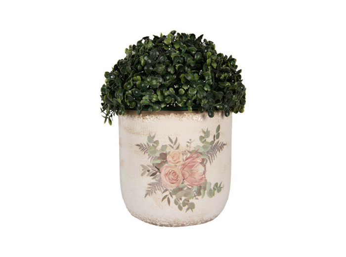 Pot de Fleurs céramique Beige Roses 18x17cm