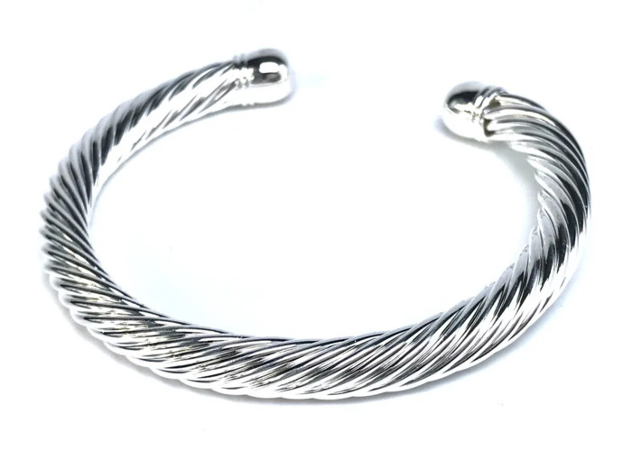 Jonc Femme Torsadé Tendance Argent