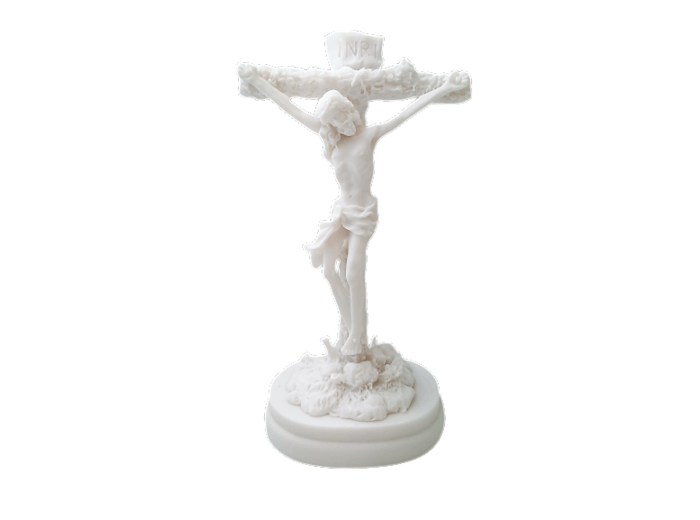 Calvaire - Statue en albâtre 21cm -Blanc
