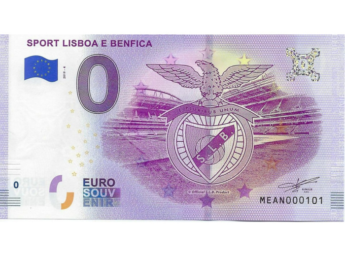 PORTUGAL 2019 -4 SPORT LISBOA E BENFICA 0 EURO BILLET SOUVENIR TOURISTIQUE  NEUF