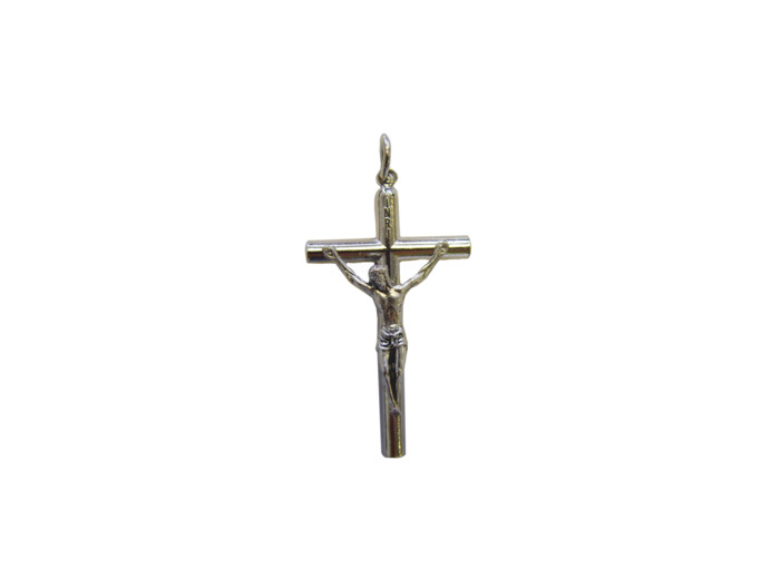Croix 37mm en Métal Argenté Avec Christ