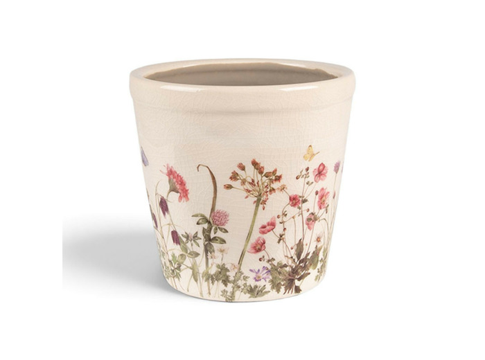 Pot de fleurs rose beige céramique 14x14x13cm