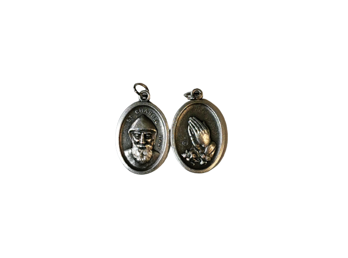 Médaille 22mm Ovale en métal argenté - ST CHARBEL
