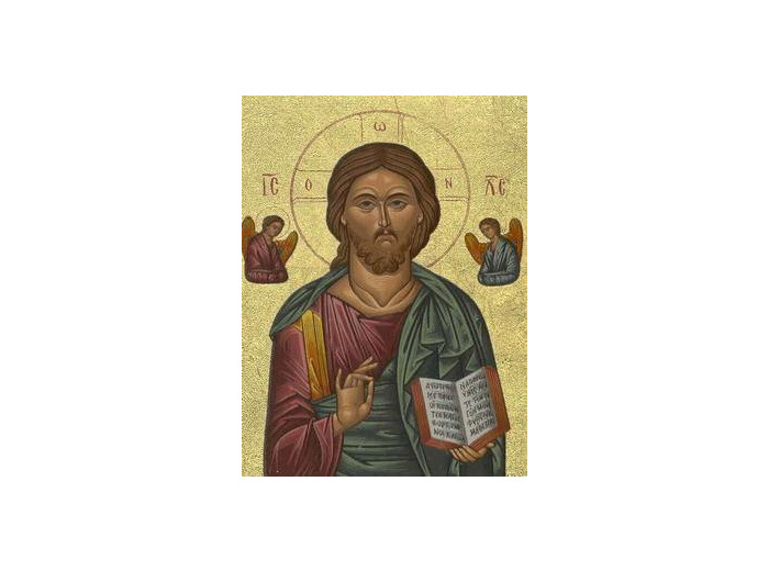 Icône sérigraphiée MDF 9*12cm-  CHRIST AVEC ANGES