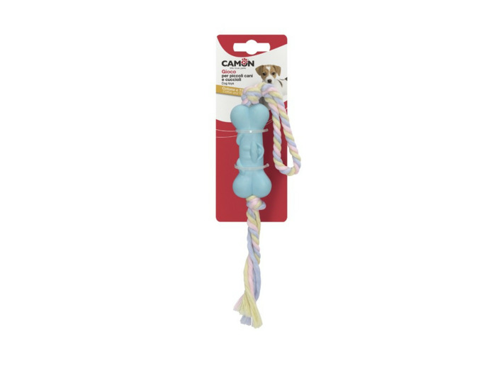 Jouet Chien, Os TPR avec tresse en coton - 25cm