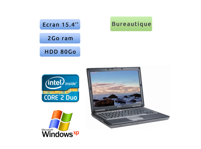 Dell Latitude D830 - Windows XP - C2D 2.4Ghz 2Go 80Go - 15.4 - Port Serie - Ordinateur Portable PC