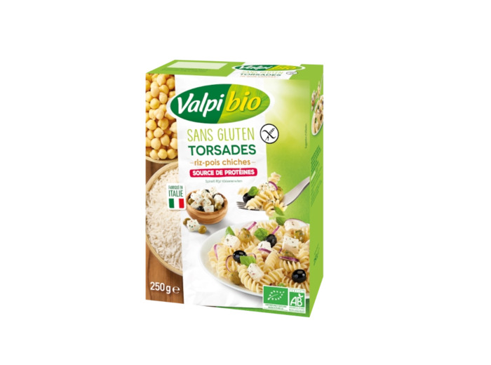 Torsades sans gluten et Bio-Riz et pois chiches-250g-Valpi Bio