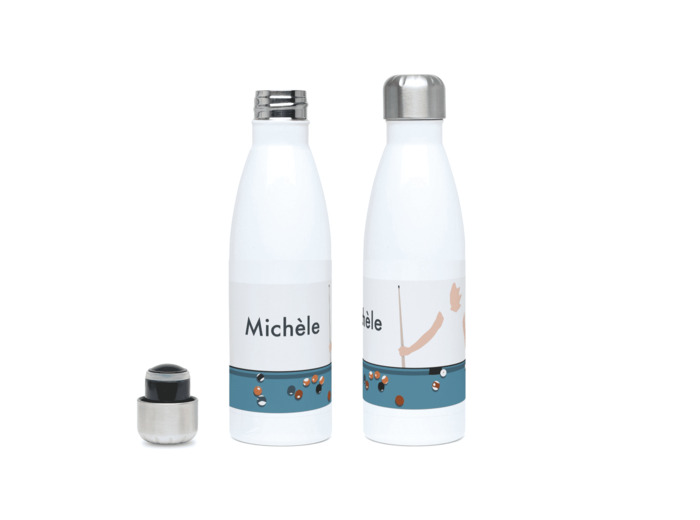 Gourde isotherme "Femme qui fait du billard américain" - Personnalisable