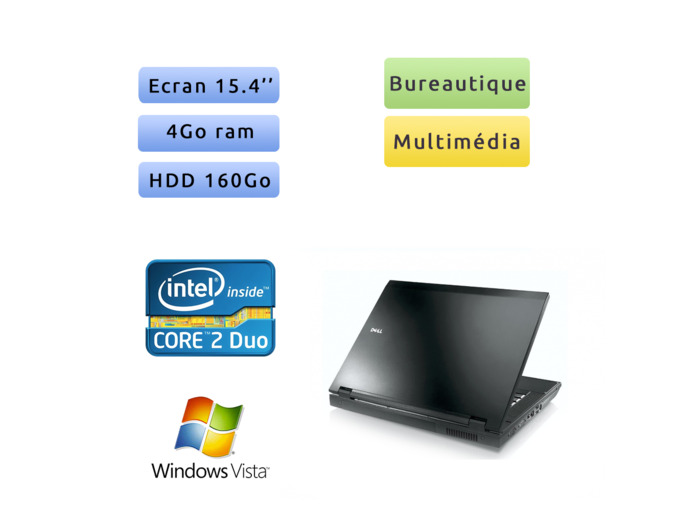 Dell Latitude E5500 - Windows Vista - C2D 4Go 160Go - 15.4 - Ordinateur Portable PC