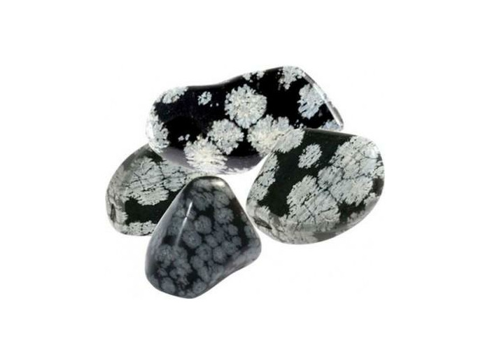 Pierre roulée Obsidienne Flocon de neige (mouchetée)