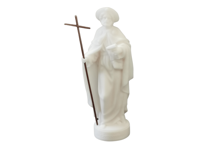 St Jacques de Compostelle - Statue en albâtre 17cm - Blanc