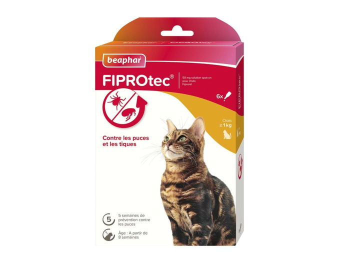 BEAPHAR,  FIPROtec 50 mg solution spot-on pour chats x6