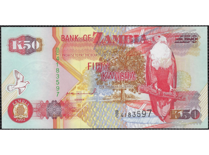 ZAMBIE 50 KWACHA 1992 SERIE BC NEUF W37a