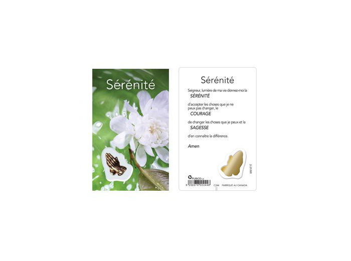 Carte-prière avec insertion SERENITE