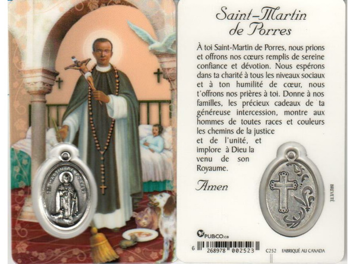 Carte-prière avec insertion ST MARTIN DE PORRES