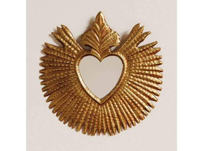 Miroir Ex-voto flamme dorée 21cm