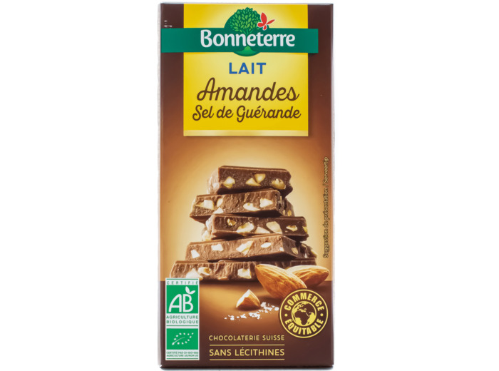 Chocolat au Lait Amandes et Sel de Guérande Bio 100g