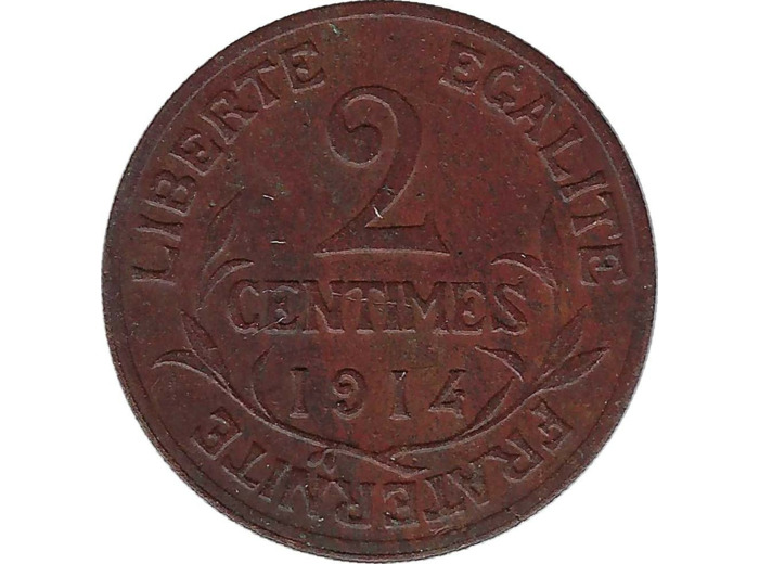 FRANCE 2 CENTIMES DUPUIS 1914 TTB
