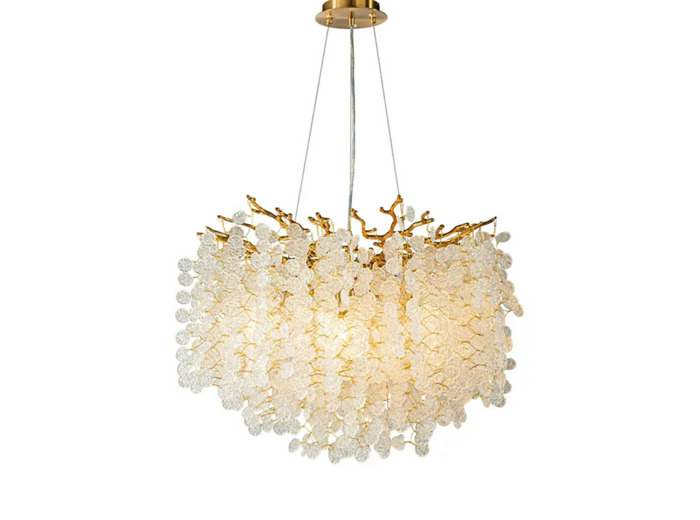 Lustre Kelly goutte de pluie fer verre 30x60x60cm