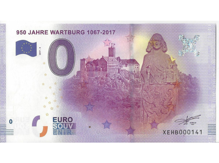 ALLEMAGNE 950 JAHRE WARTBURG 1067-2017 BILLET SOUVENIR 0 EURO 2017-3