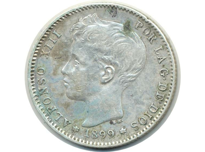 ESPAGNE 1 PESETA 1899 SGV ALFONSO XIII TTB (W706)