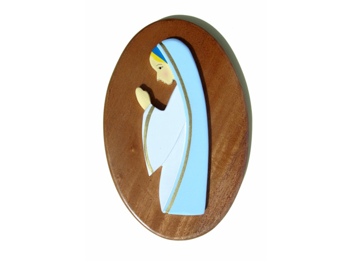 Ste Marie bleue, socle bois 18x11cm
