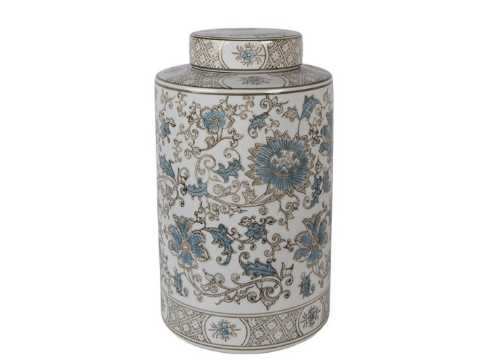 Vase avec couvercle céramique blanc 18x18x30cm