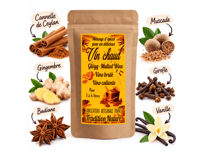 Mélange d’épices pour Vin Chaud – 150 g pour 5 à 6 litres | Fabrication artisanale française
