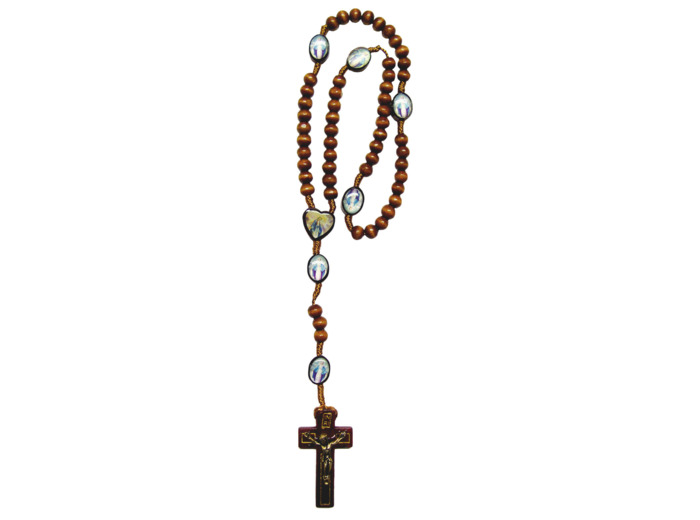 Chapelet Perles en Bois sur Corde - MIRACULEUSE