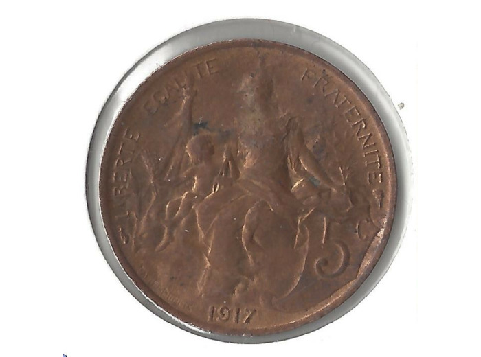 FRANCE 5 CENTIMES DUPUIS 1917 SUP TACHE