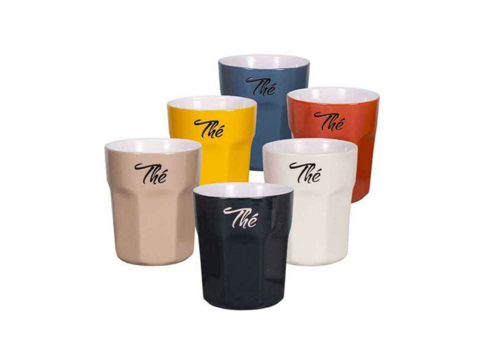 Ensemble 6 tasses multicolores grès 10x8x8cm