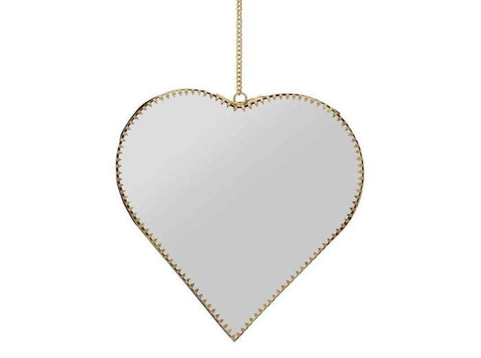 Miroir coeur doré 20x21cm