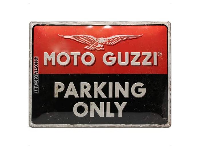 Plaque métal MOTO GUZZI -  Parking Only - 40 x 30 cm.