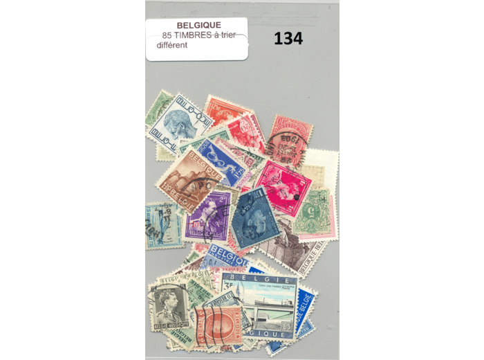 85 TIMBRES BELGIQUE DIFFERENTS A TRIER  *134