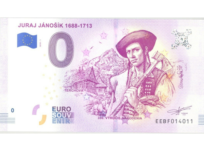 SLOVAQUIE 2018-1 JURAJ JANOSIK 1688-1713 BILLET SOUVENIR 0 EURO TOURISTIQUE