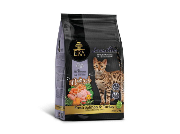 ERA sans céréales, pour Chats stérilisés sensibles au Saumon & Dinde - 3KG